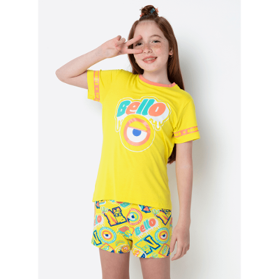 Pijama Manga Curta Viscolycra Menina Teen Minions