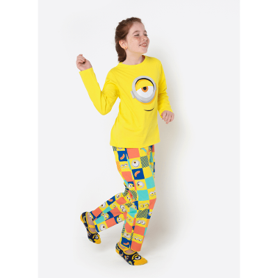 Pijama Manga Longa Algodão Menina Teen Minions