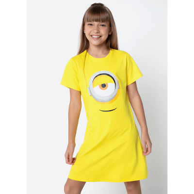 Camisola Manga Curta Algodão Menina Teen Minions