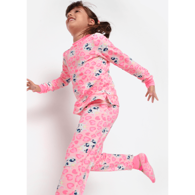 Pijama Manga Longa Ultra Visco Menina Gata Romântica