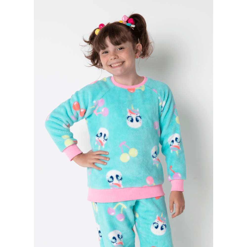 Pijama Manga Longa Soft Estampado Menina Unicórnio Cherry - 2