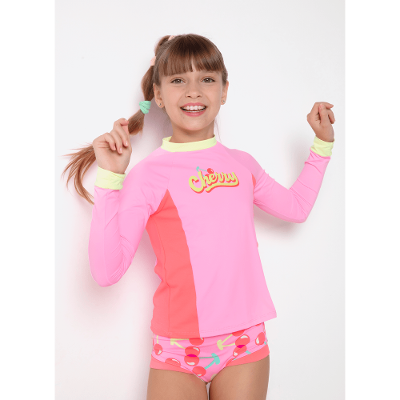Conjunto Camiseta e Calcinha Com Proteção Solar Menina Teen Unicórnio Cherry