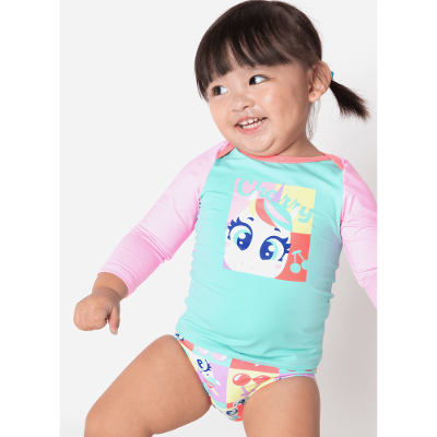 Conjunto Camiseta e Calcinha Com Proteção Solar Bebê Menina Unicórnio Cherry