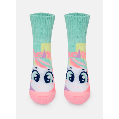 Meia Botinha Antiderrapante Menina Unicórnio Cherry