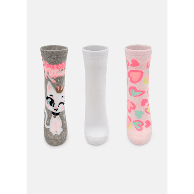 Kit com 3 meias Feminina Gata Romântica