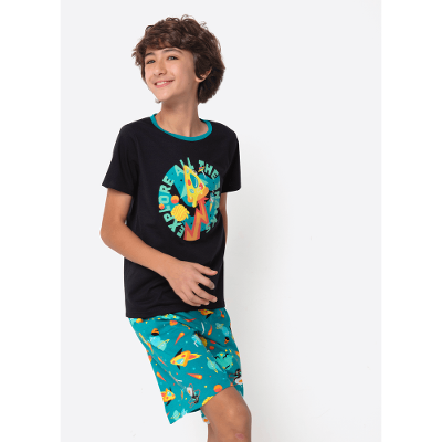 Pijama Manga Curta Algodão Menino Teen Space Food