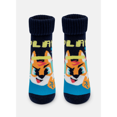 Meia Botinha Antiderrapante Menino Teen Raposa Gamer