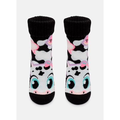 Meia Botinha Antiderrapante Feminina Vaca Patches