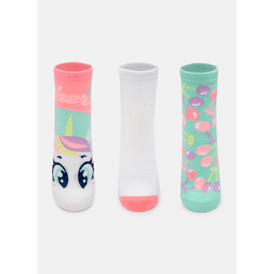 Kit com 3 meias Feminina Unicórnio Cherry