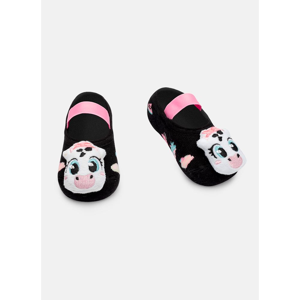 Meia Sapatilha Antiderrapante com LED Bebê Menina Vaca - 1