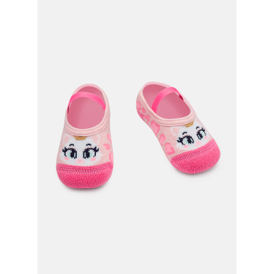 Meia Sapatilha Antiderrapante Bebê Menina Estampada Gata Romântica