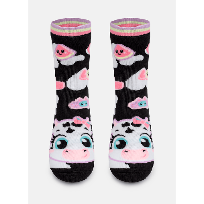 Meia Soquete Com Sola Emborrachada Menina Vaca Patches