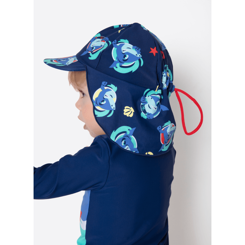 Chapéu com Proteção Solar Bebê Menino Tubarão Aloha - 2