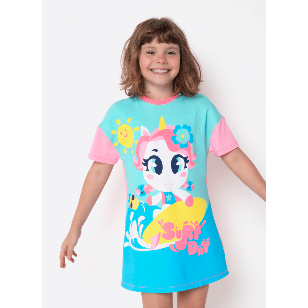 Camisola Manga Curta Viscolycra Menina Unicórnio Aloha - 1