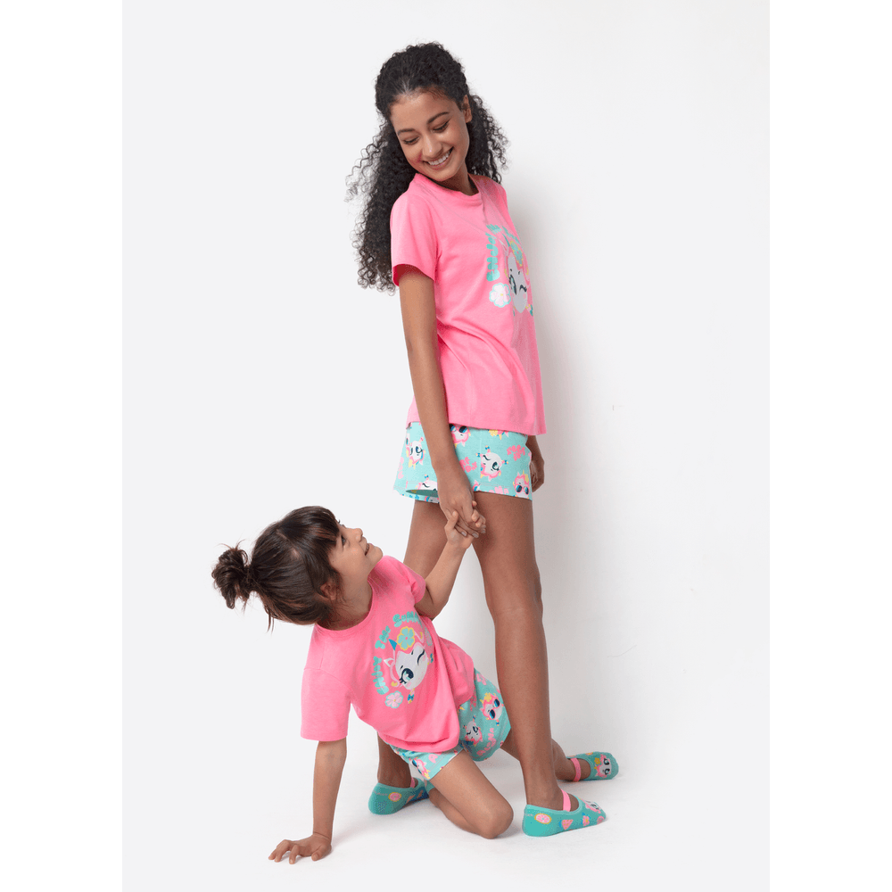 Pijama Manga Curta Menina Unicórnio Aloha - 5