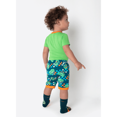 Pijama Manga Curta Viscolycra Bebê Menino Dino Miami