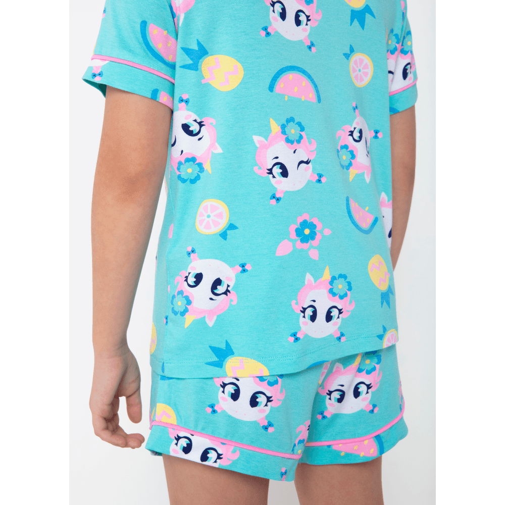 Pijama Manga Curta Viscolycra Menina Unicórnio Aloha - 3
