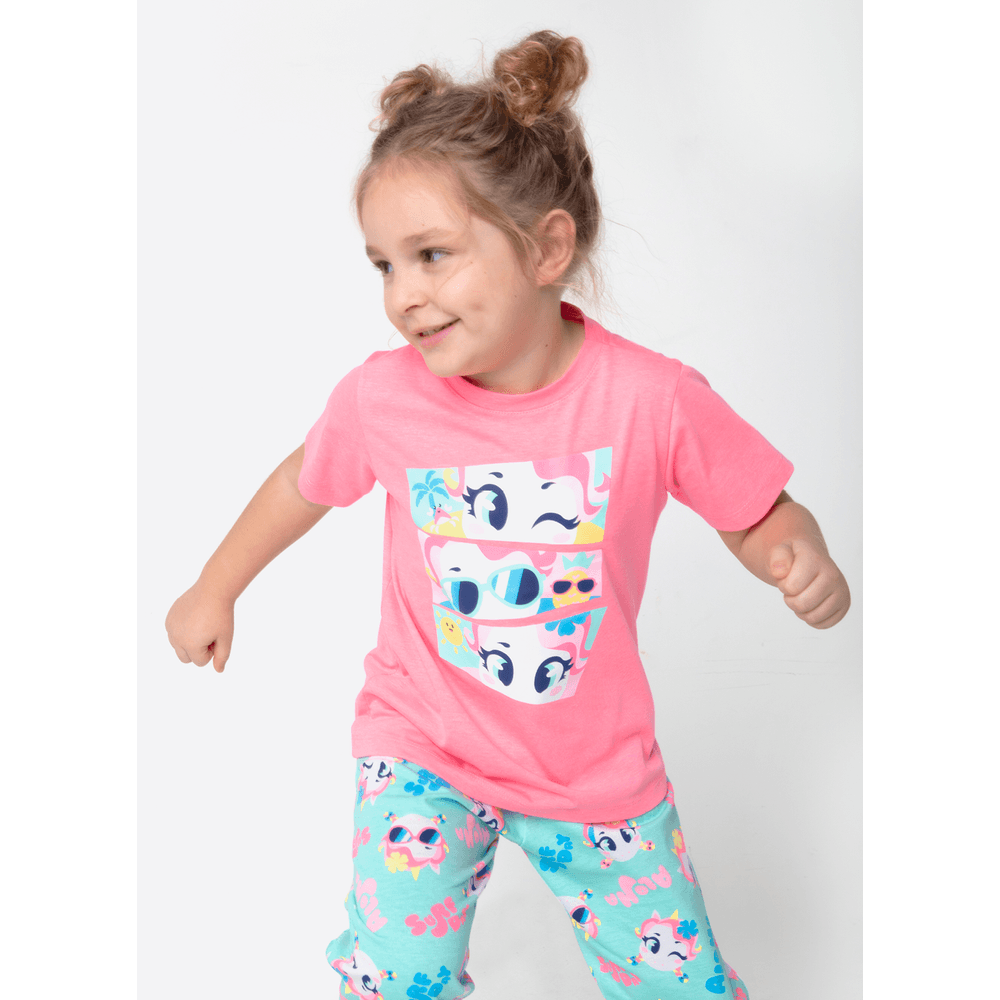 Pijama Manga Curta Algodão Menina Unicórnio Aloha - 2