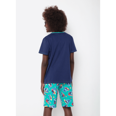 Pijama Manga Curta Algodão Menino Teen Tubarão Aloha