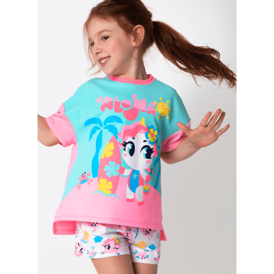 Pijama Manga Curta Menina Unicórnio Aloha