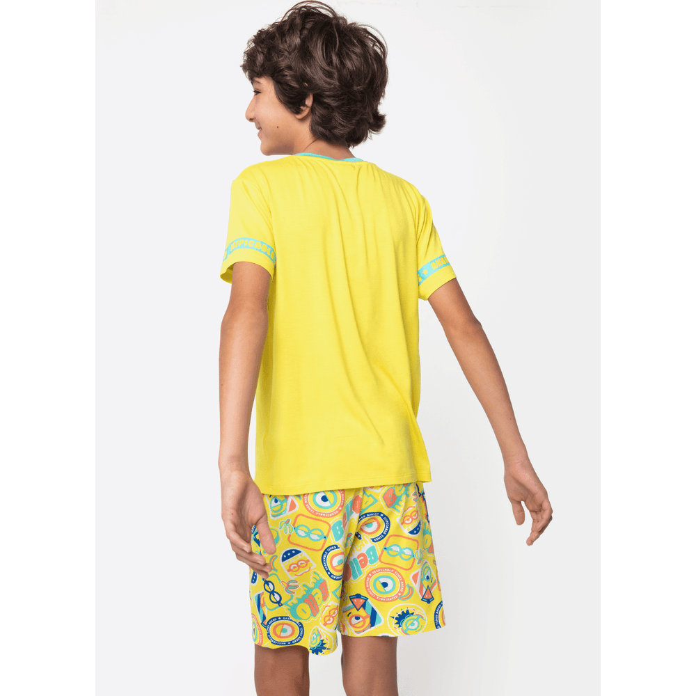 Pijama Curto Pijama Manga Curta Viscolycra Masculino - 2