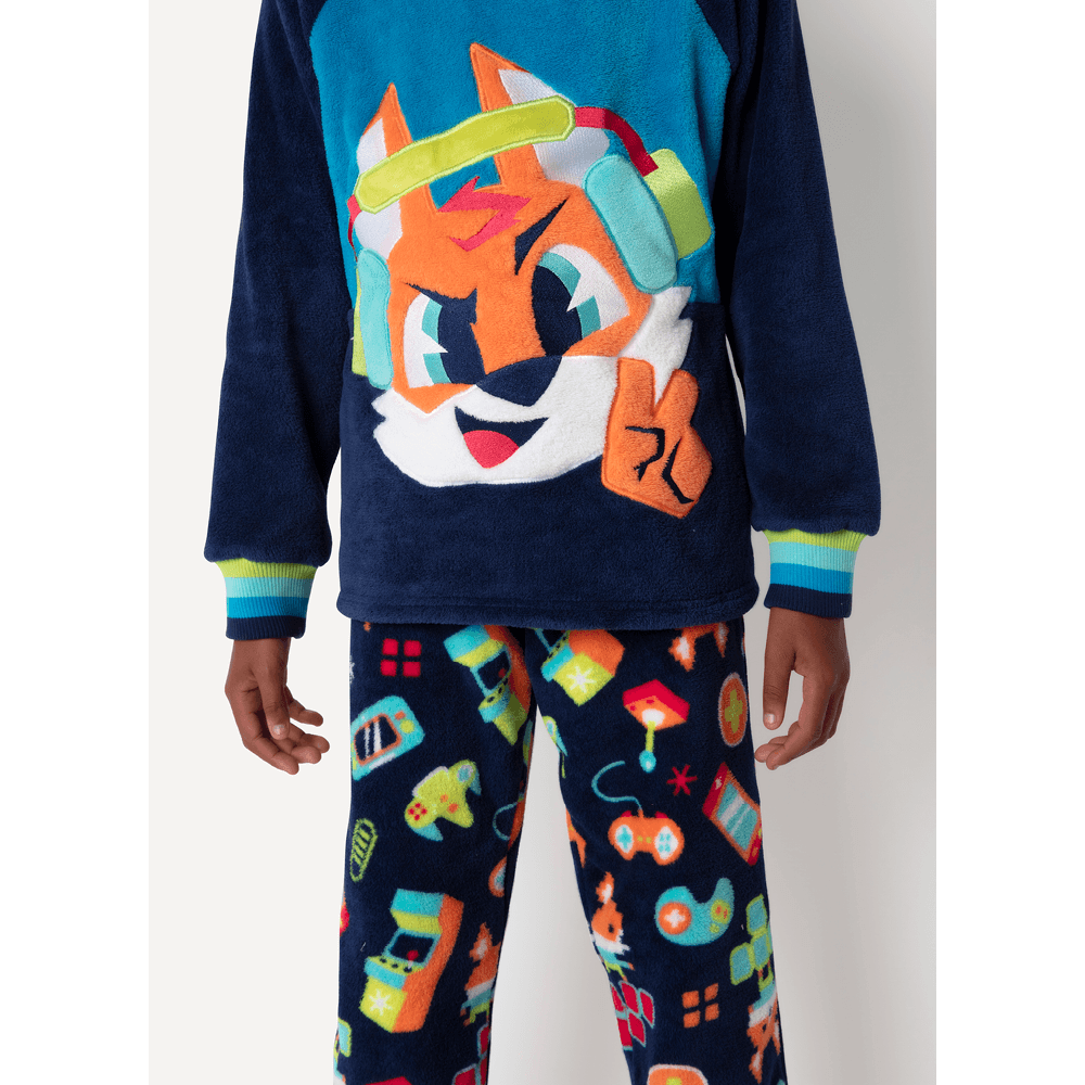 Pijama Manga Longa Soft Menino Raposa Gamer - 3