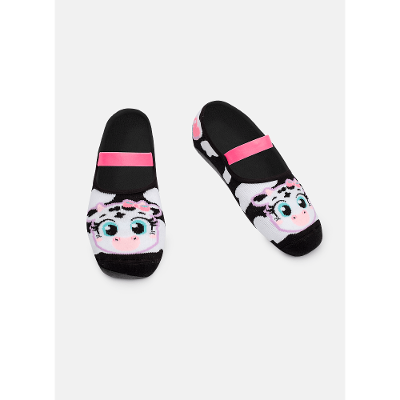 Meia Sapatilha Com Sola Emborrachada Feminina Vaca Patches