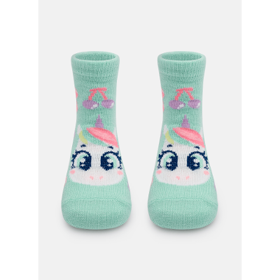 Meia Soquete Bebê Menina Estampada Unicórnio Cherry