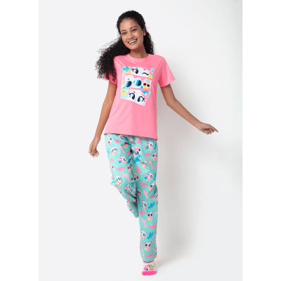Pijama Manga Curta Algodão Feminino Unicórnio Aloha