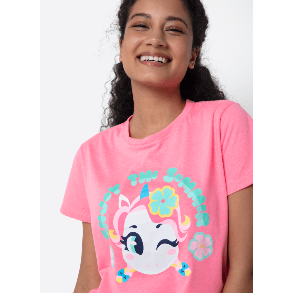 Pijama Manga Curta Feminino Unicórnio Aloha - 2