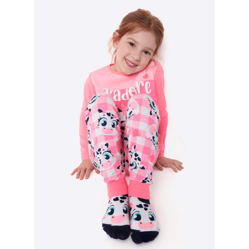 Pijama Manga Longa Viscolycra Menina Vaca Romântica - 4