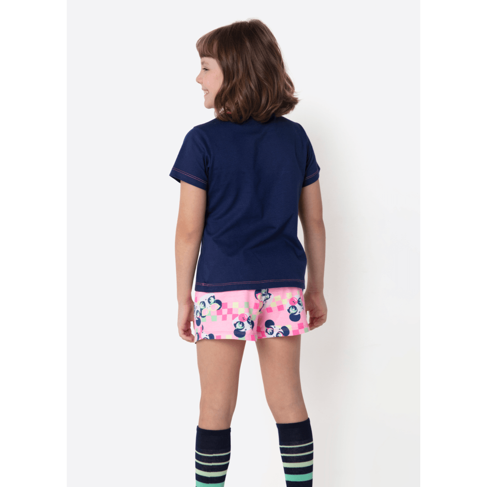 Pijama Manga Curta Algodão Menina Panda Miami - 2