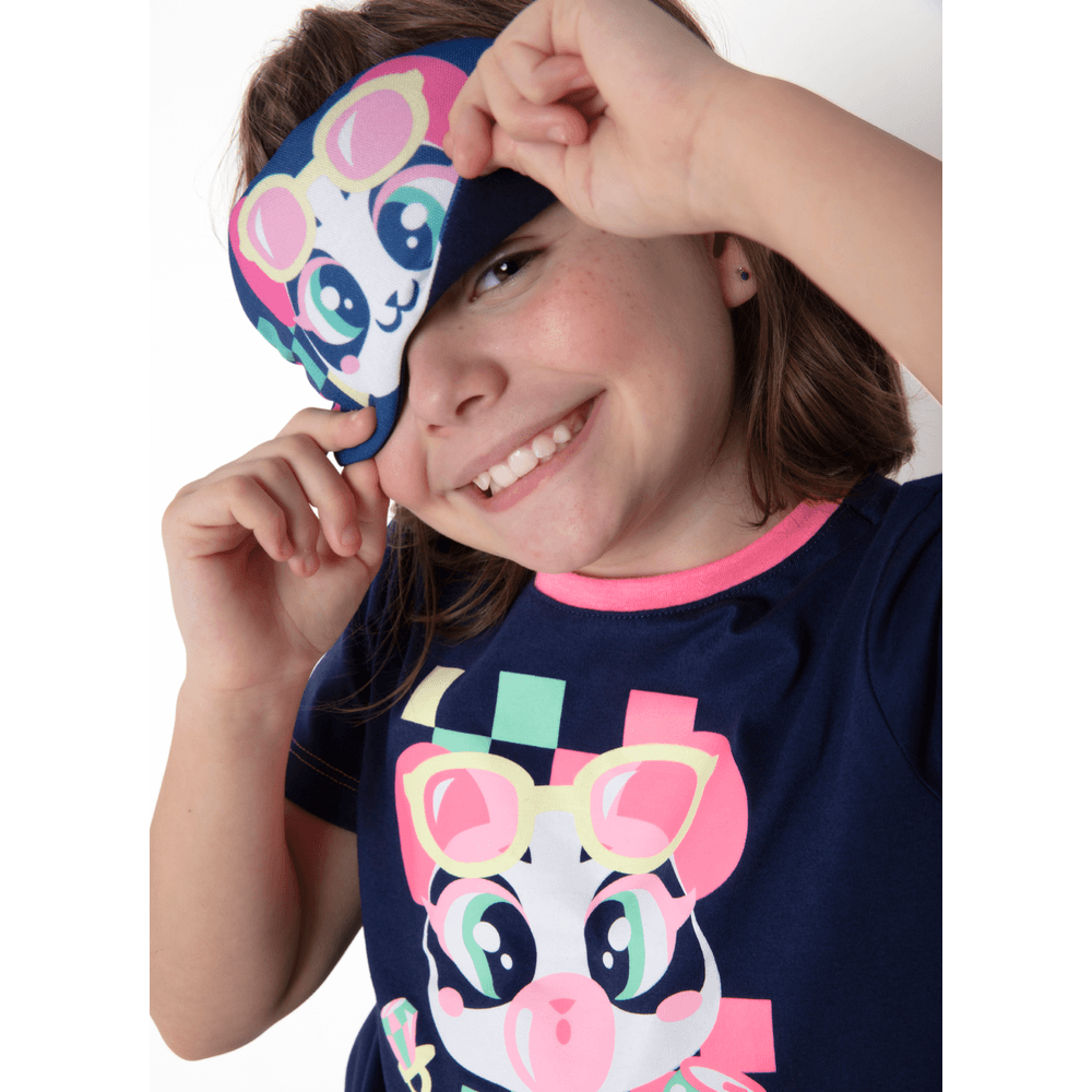 Pijama Manga Curta Algodão Menina Panda Miami - 3