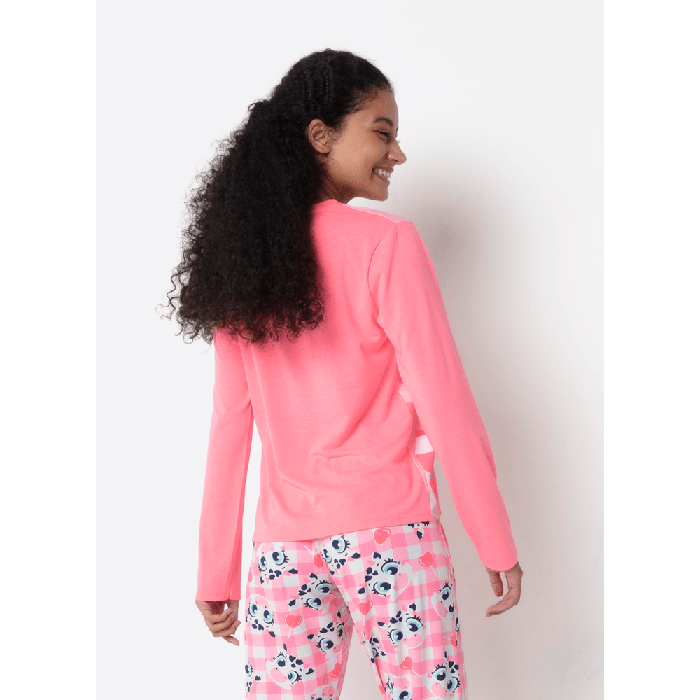 Pijama Manga Longa Viscolycra Feminino Vaca Romântica - 2