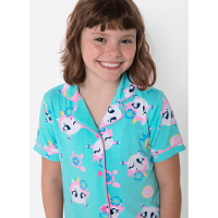 Pijama Manga Curta Viscolycra Estampado Menina Unicórnio Aloha - 2