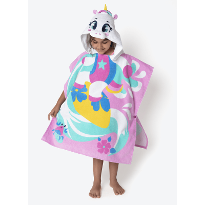 Poncho de Praia Menina Unicórnio Aloha