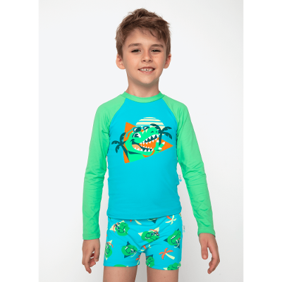 Camiseta Manga Longa com Proteção Solar Menino Dino Miami