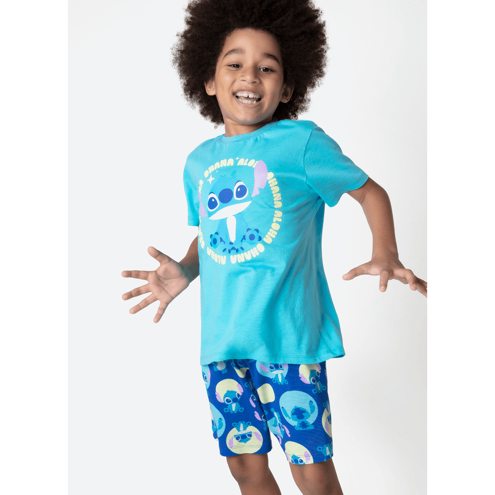 Pijama Manga Curta Algodão Menino Stitch - 1