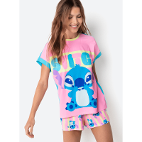 Pijama Manga Curta Viscolycra Feminino Stitch - 2