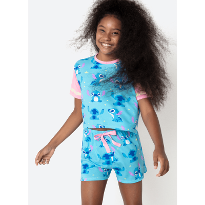 Pijama Manga Curta Viscolycra Menina Teen Stitch