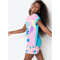 Pijama Manga Curta Viscolycra Menina Teen Estampado Stitch - 3