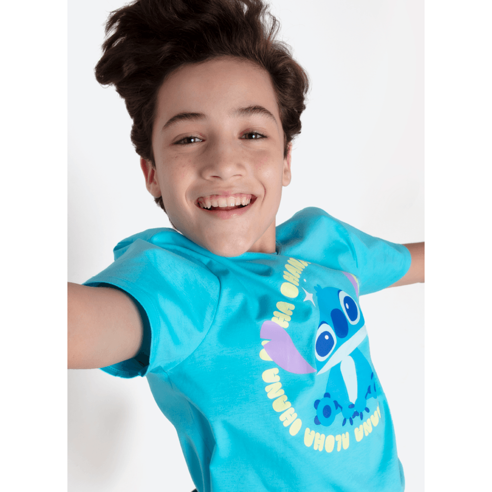 Pijama Manga Curta Algodão Menino Teen Stitch - 4