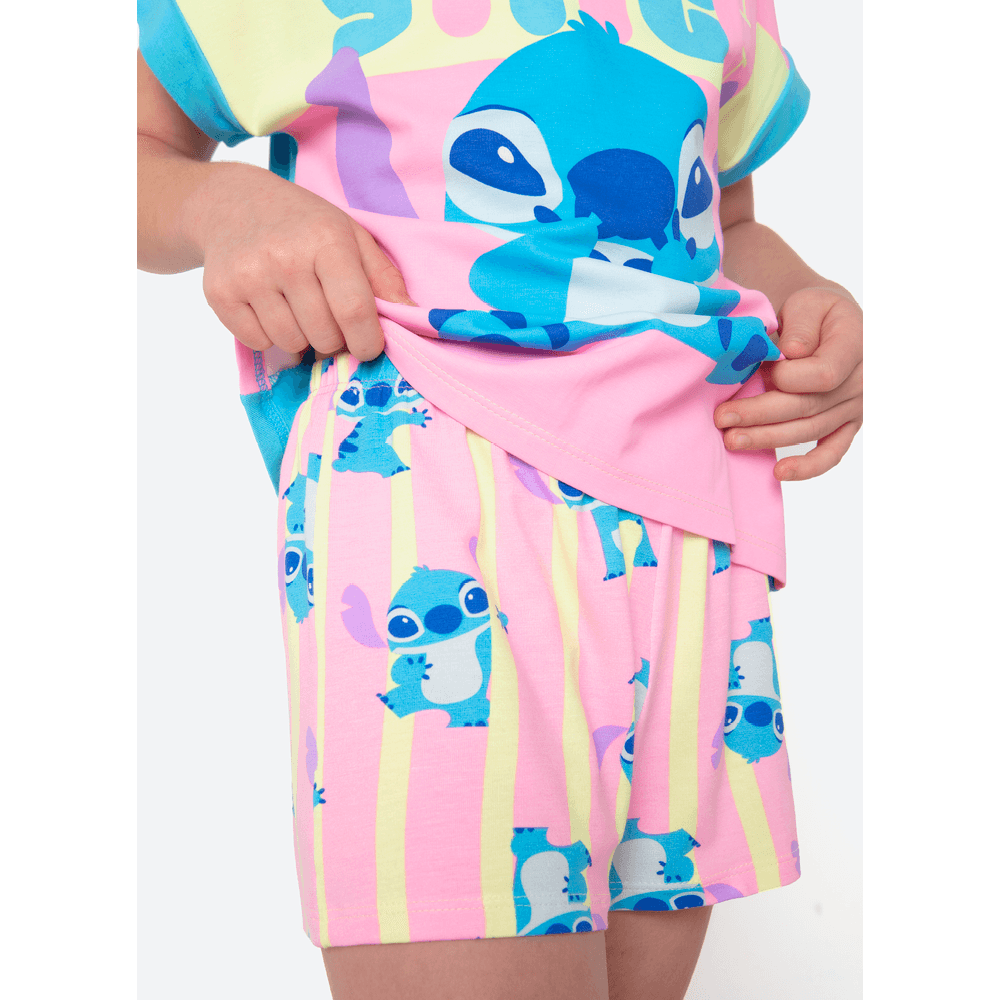 Pijama Manga Curta Viscolycra Estampado Menina Stitch - 5