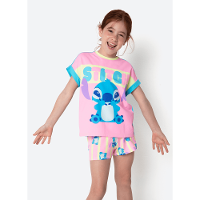 Pijama Manga Curta Viscolycra Estampado Menina Stitch - 1