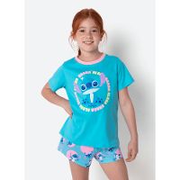 Pijama Manga Curta Algodão Menina Stitch - 1