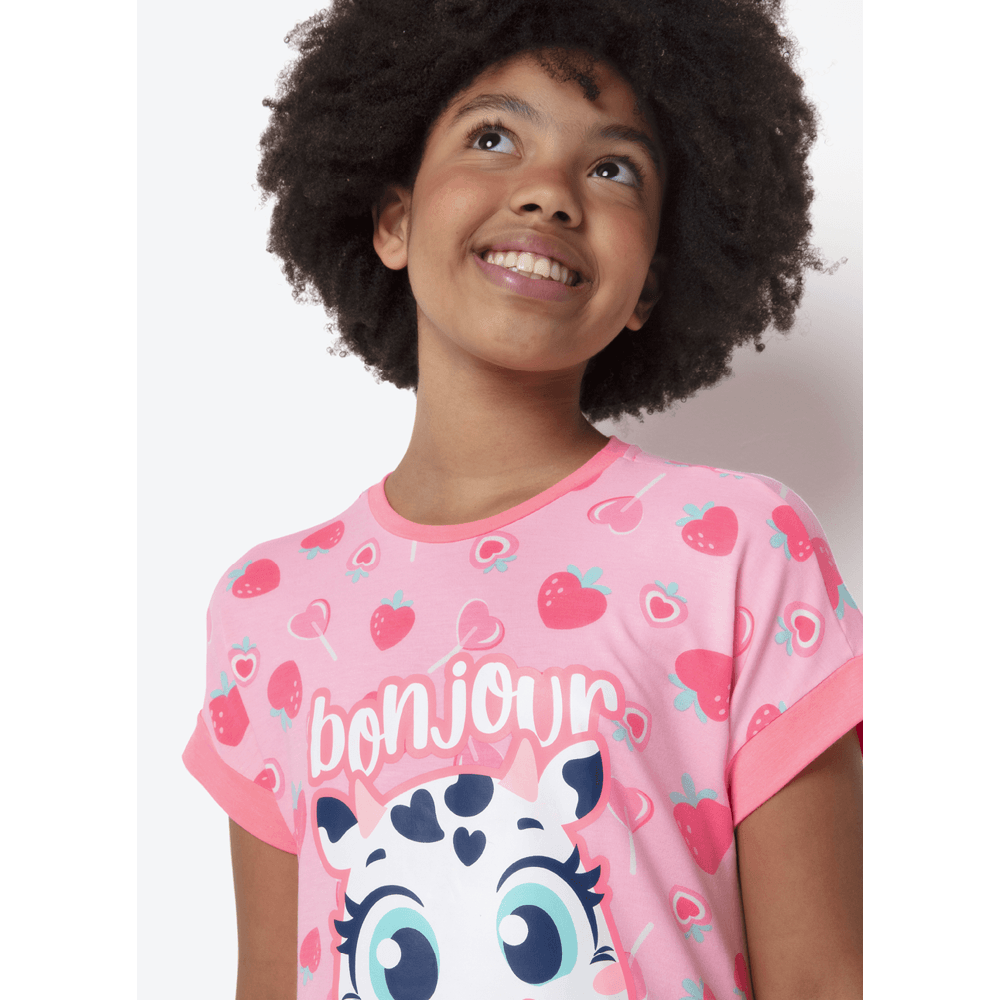 Camisola Manga Curta Viscolycra Menina Teen Vaca Romântica - 2