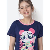 Camisola Manga Curta Algodão Menina Teen Panda Miami - 2