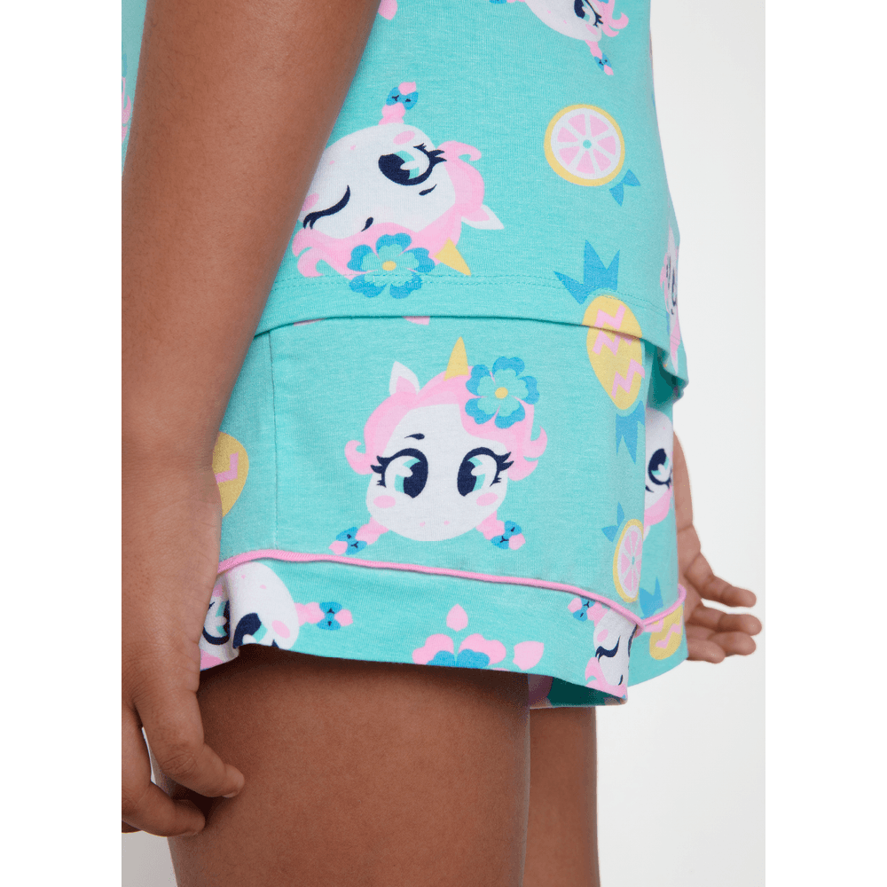 Pijama Manga Curta Viscolycra Menina Teen Unicórnio Aloha - 3