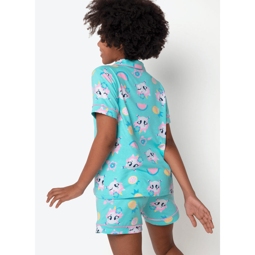 Pijama Manga Curta Viscolycra Menina Teen Unicórnio Aloha - 4