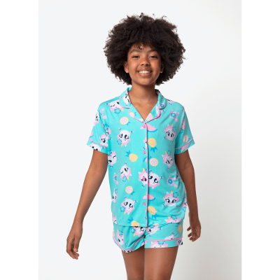 Pijama Manga Curta Viscolycra Menina Teen Unicórnio Aloha